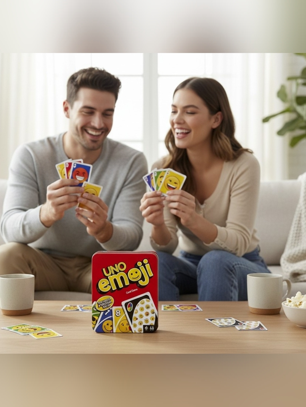 UNO Emoji Graphics Card Game Modern Twist Mattel Collectible Tin Complete In Tin
